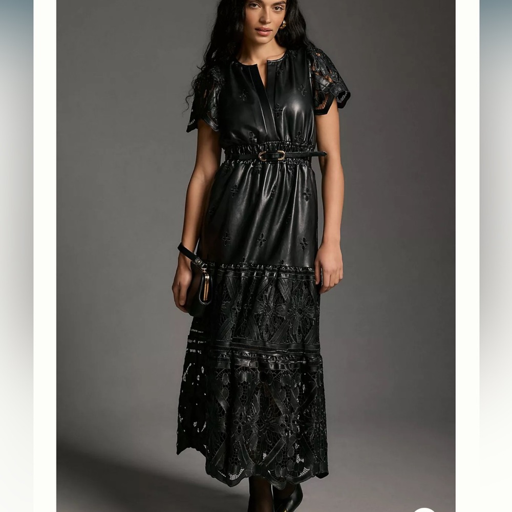 Anthropologie Black Lace Maxi Dress